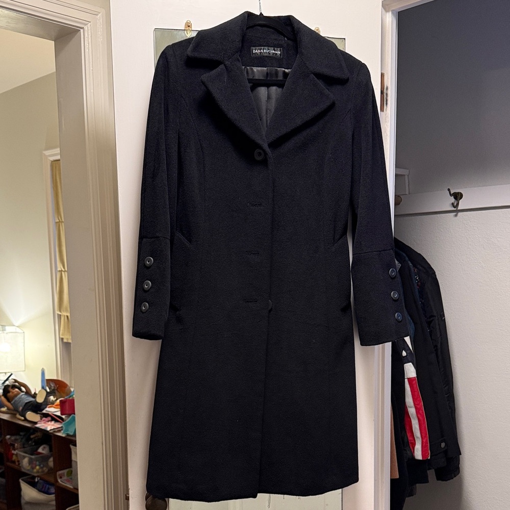 Dana Buchman Classic Black Pea Coat